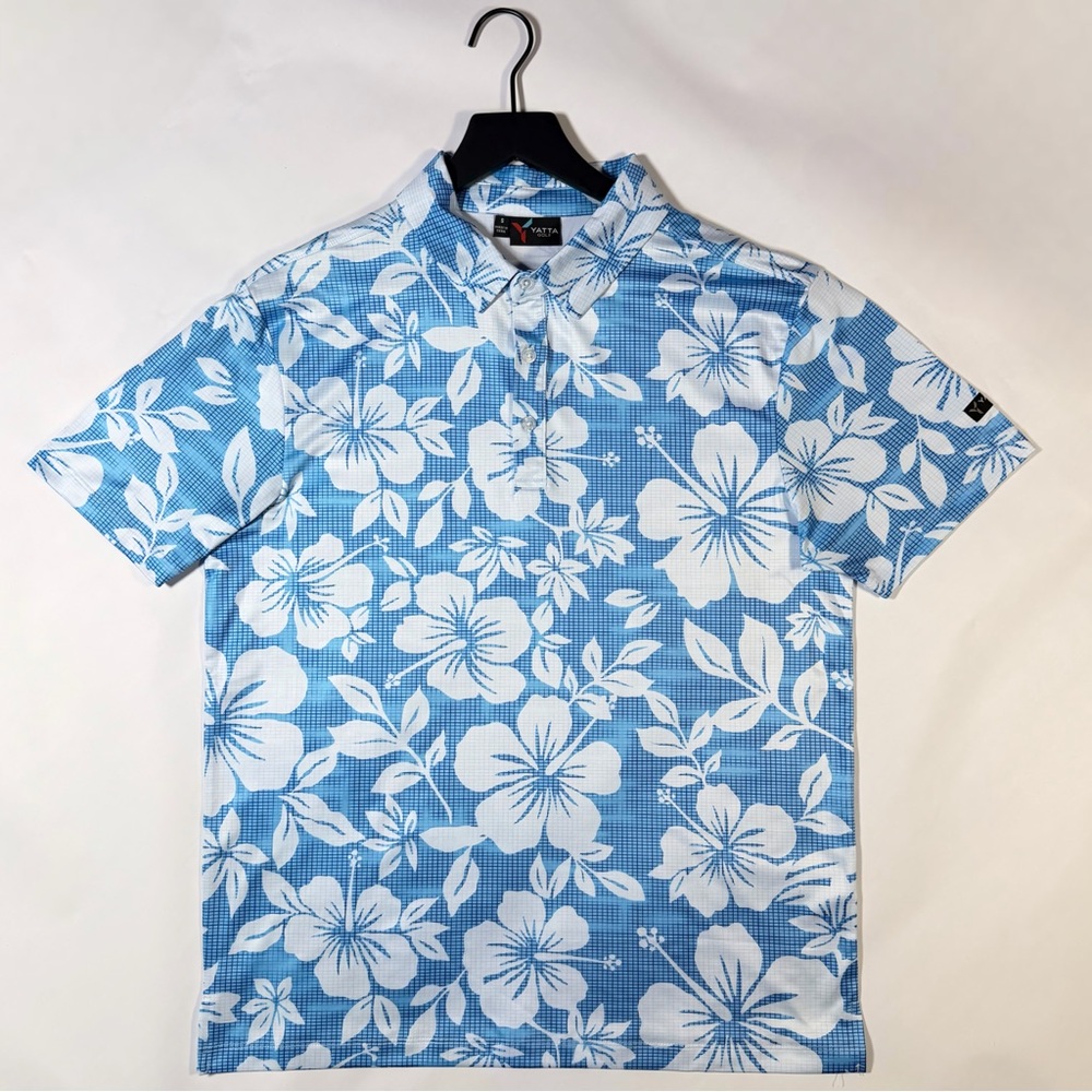 Puma Blue and White Floral Polo Shirt